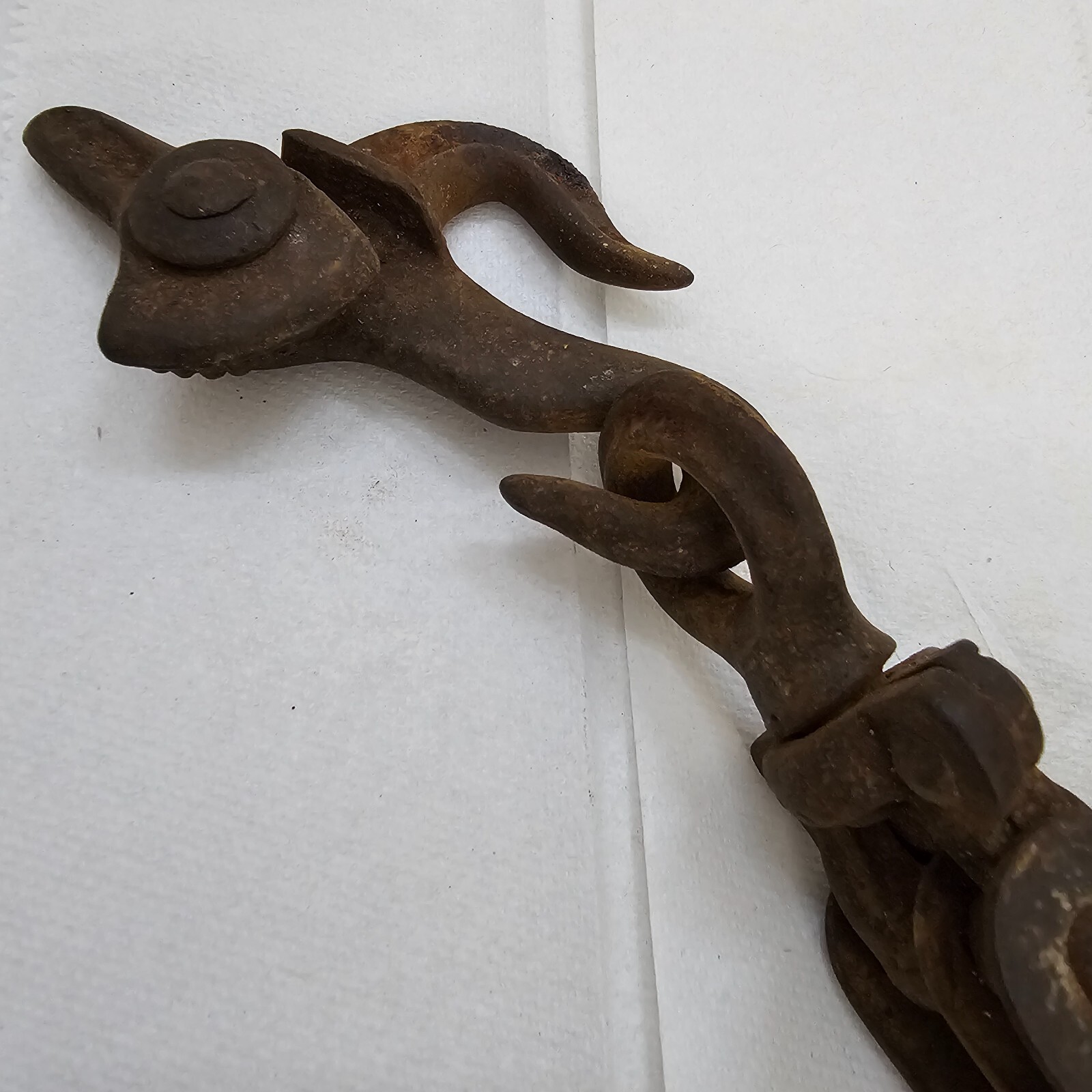 Steel Hook & Pulley System Double Sheave Line Stop Primitive VTG Works Rusty