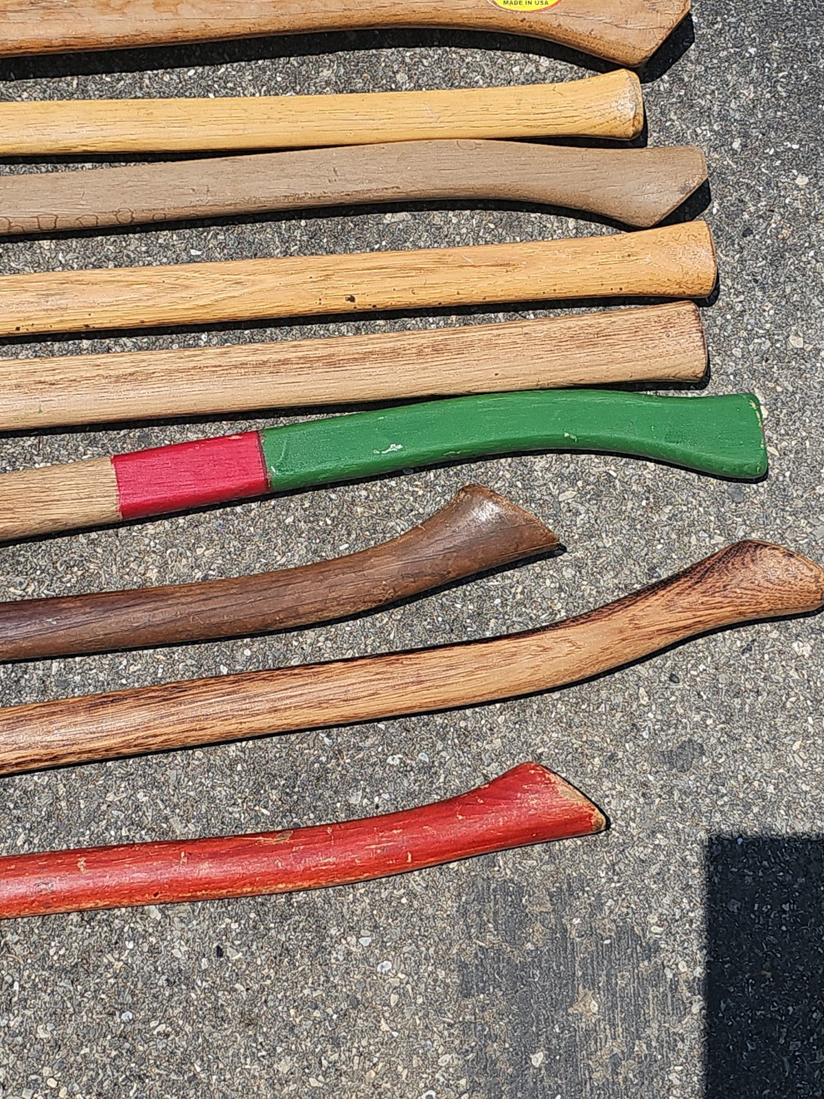 Q90- Lot of antique vintage cutoff axe handles for repurpose