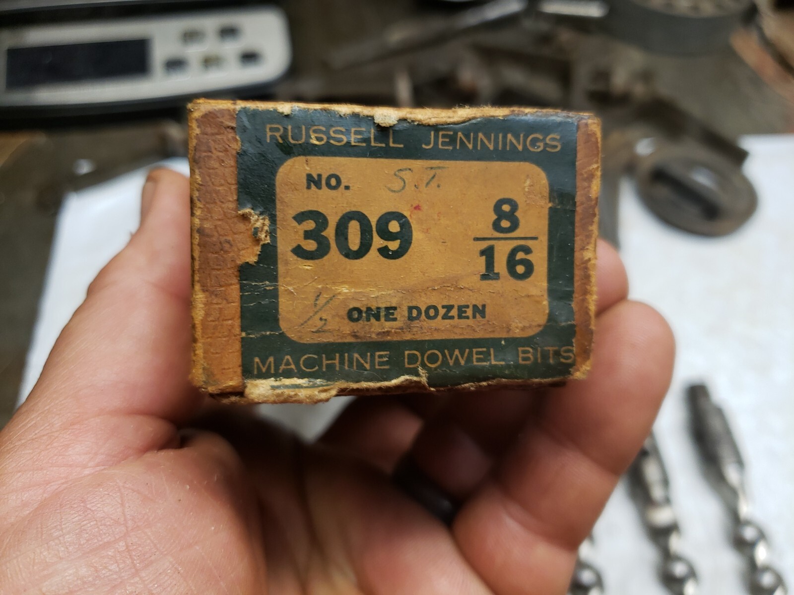 3 VTG RUSSELL JENNINGS No.309 8/16″ No.3 Turned Shank Machine Dowel Bit W/box