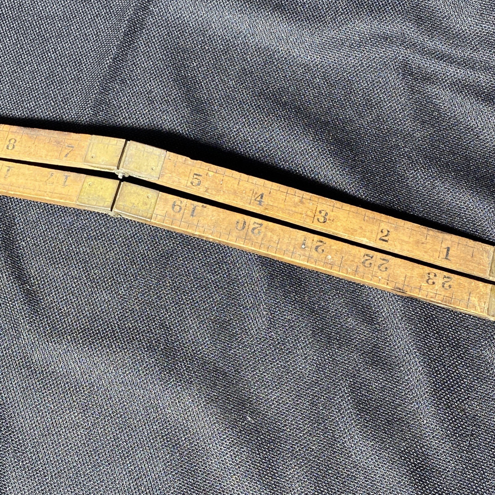 Vintage Folding Pocket Ruler Boxwood Brass Tips Master Rule NY 268