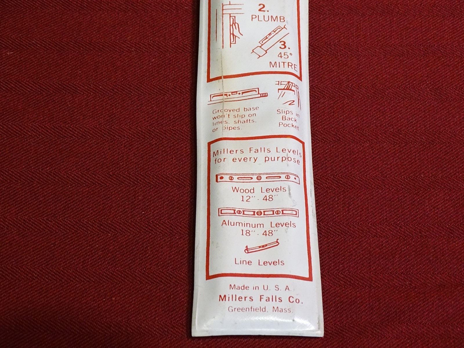 Nice Millers Falls No. 290 Cast Aluminum Torpedo Level & Plumb in Vinyl Pouch