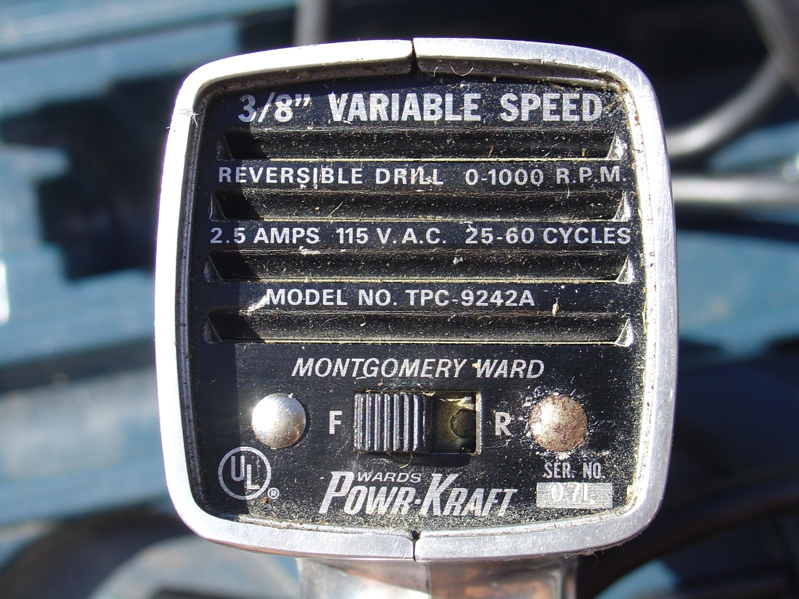 Vtg Montgomery Ward Powr-Kraft Drill Tool Etched Duck Hunting Scene Fly Fishing