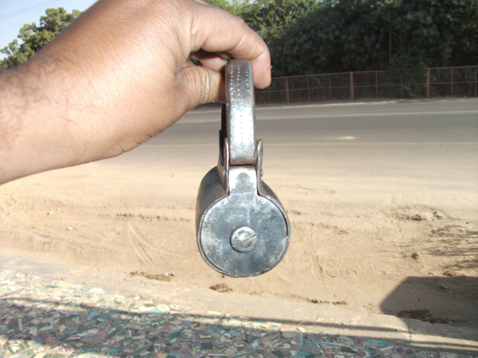 Vintage Iron Cylindrical Engraved Handcarfted Solid Screw System Padlock