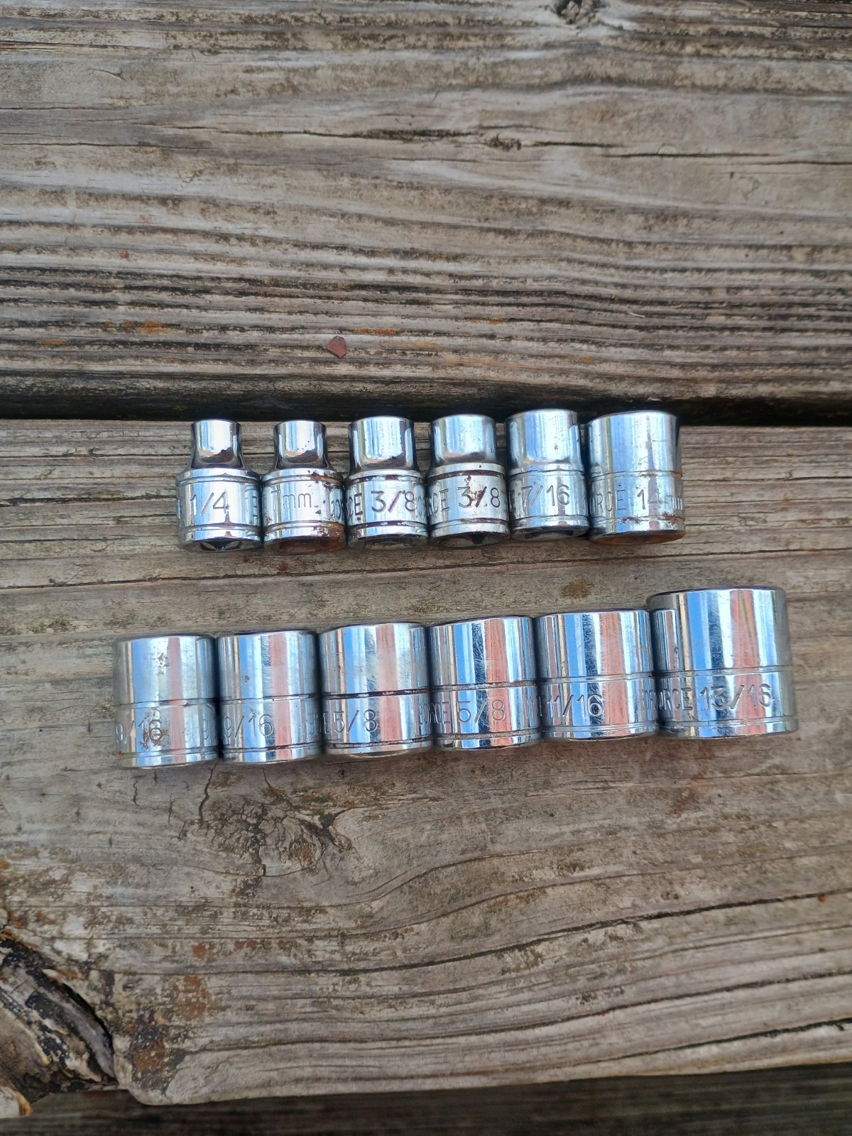 12 Task Force 3/8″ Drive Sockets 6 & 12 Point 1/4″ to 13/16″