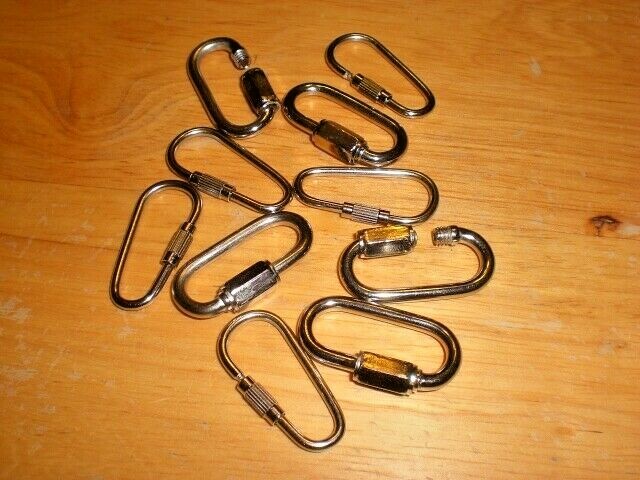 10 Lot Stainless Steel Carabiner Marine Quick Screw Links Boating Sailing Marine