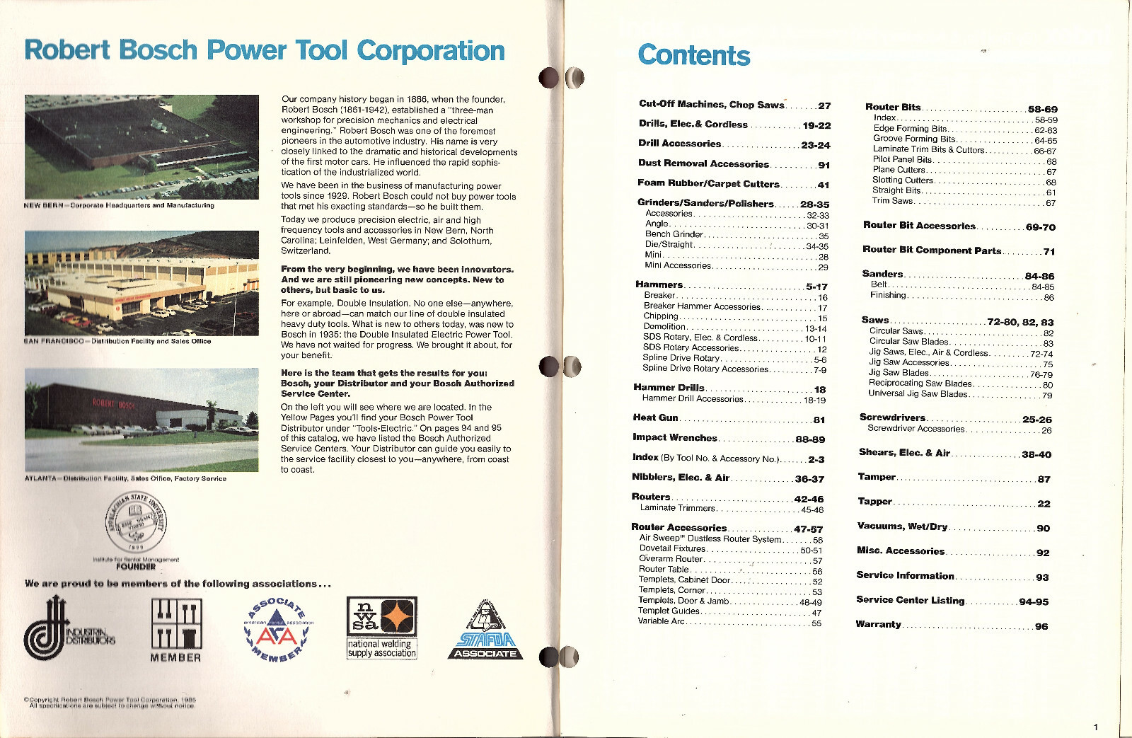Power Tools Vintage 1985 Catalog Robert Bosch Corp Sanders Routers Drills Saws