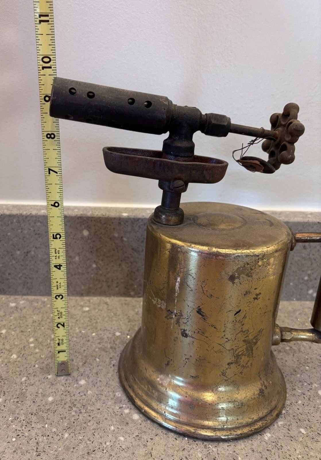 Vintage Brass Blowtorch by Otto Bernz Co., Newark, NJ, 9”Wx9”H Torch Gas Flame