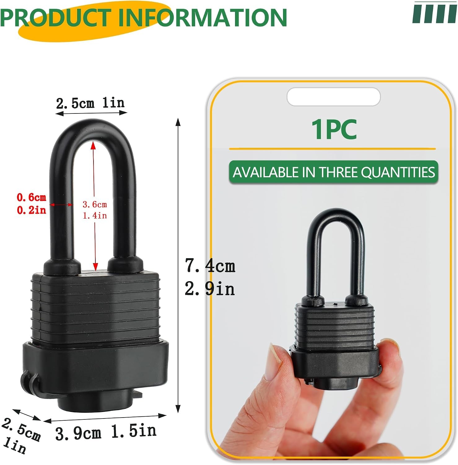 Waterproof Heavy Duty Laminated Steel Padlock with Keys Outdoor Indoor 1 Pack