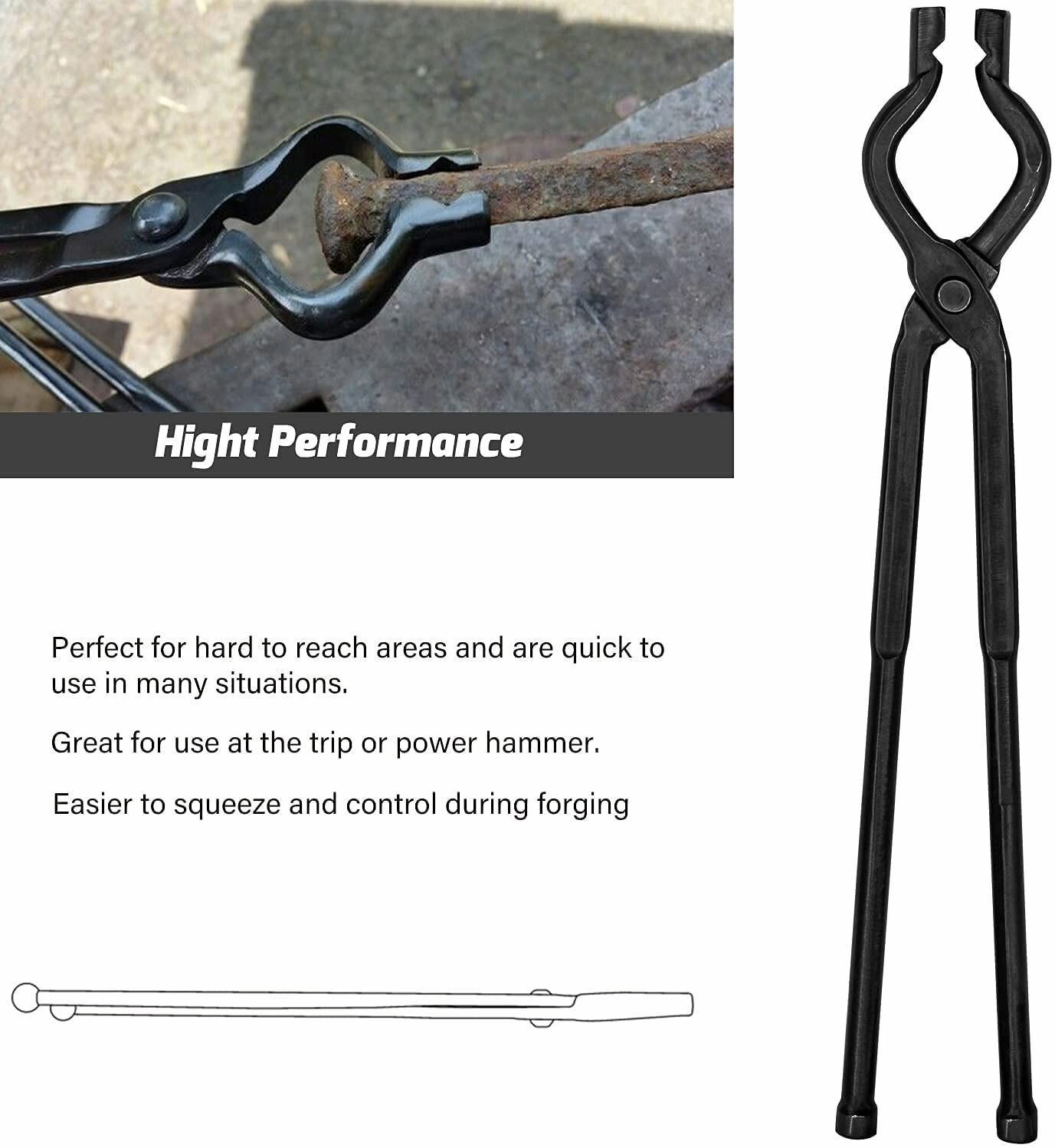 17″ Better Forge Tongs Knife Making V-Bit Bolt Blacksmith Tongs Wolf Jaw Tongs
