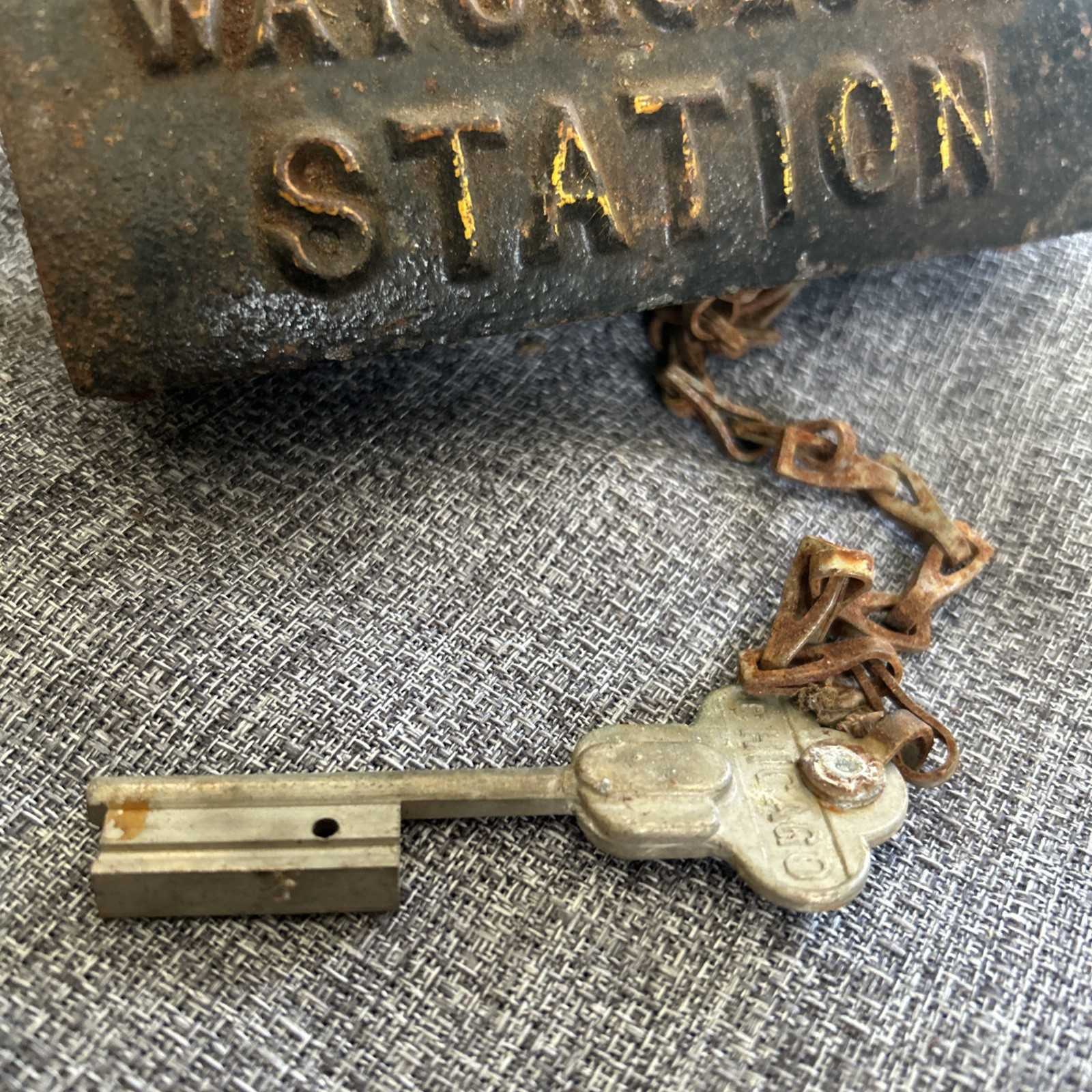Antique Chicago Watchclock Station Cast Iron Box With Key Lock Box Rustic Lot 2