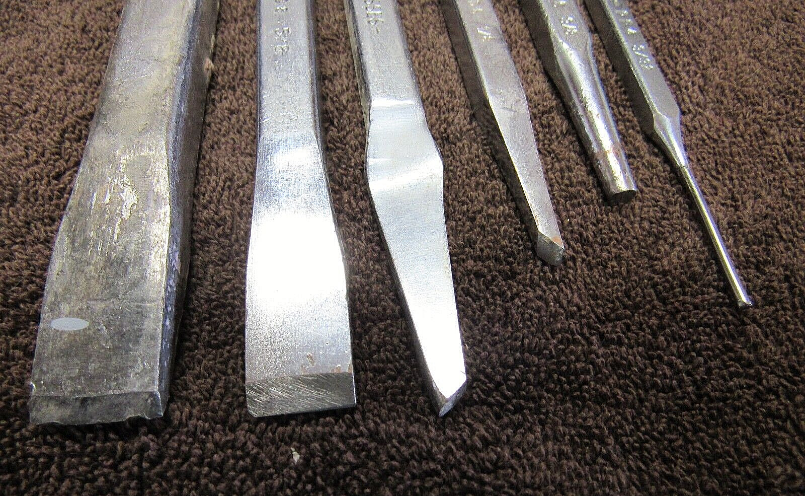 Vintage Lot of 6 PC WILDE Assorted Punches and CHISELS ALL IN GOOD CONDITION