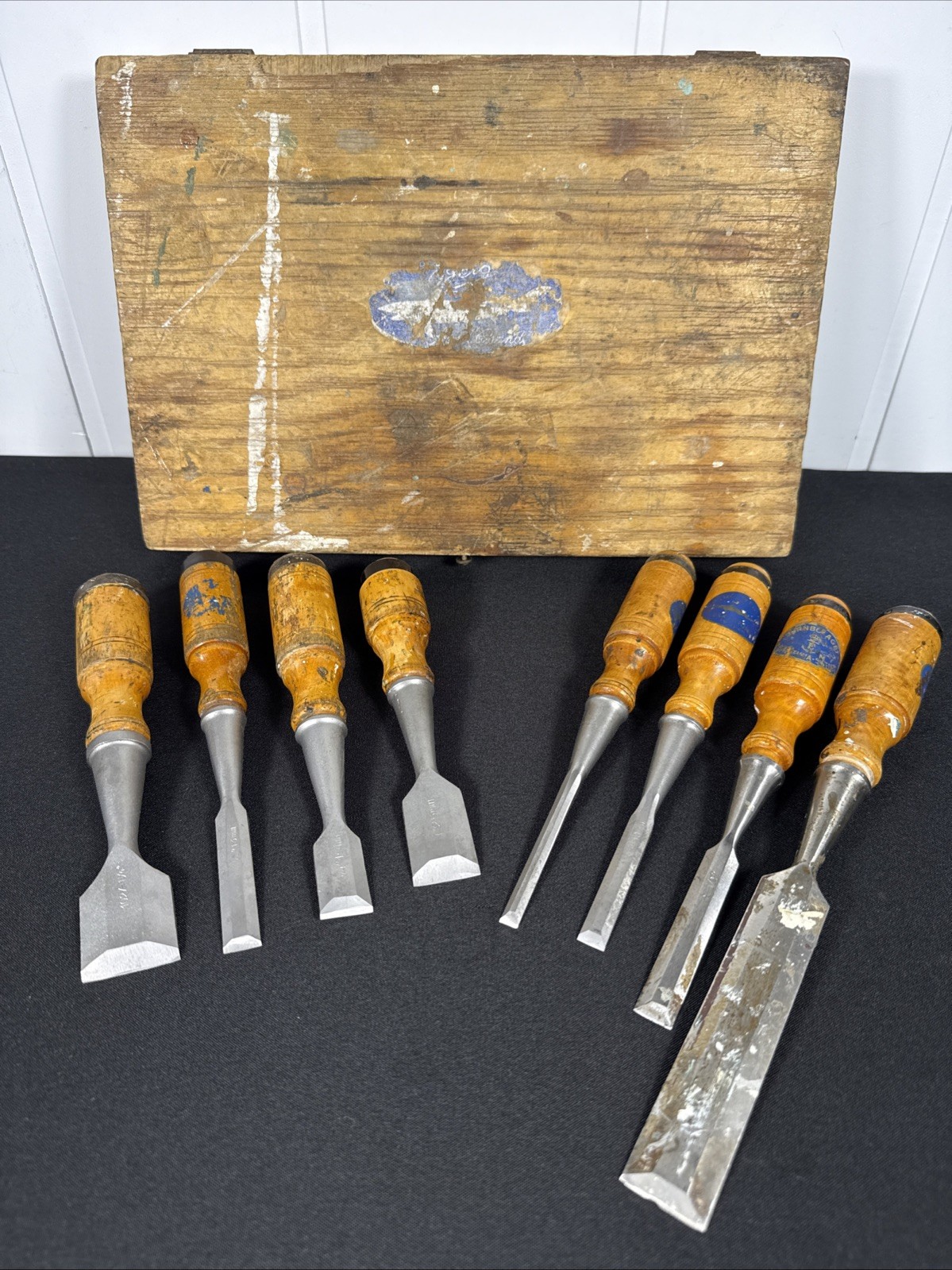 Vintage E.A. Berg Wood Chisel Set Plus 2 Extra Eskilstuna Sweden