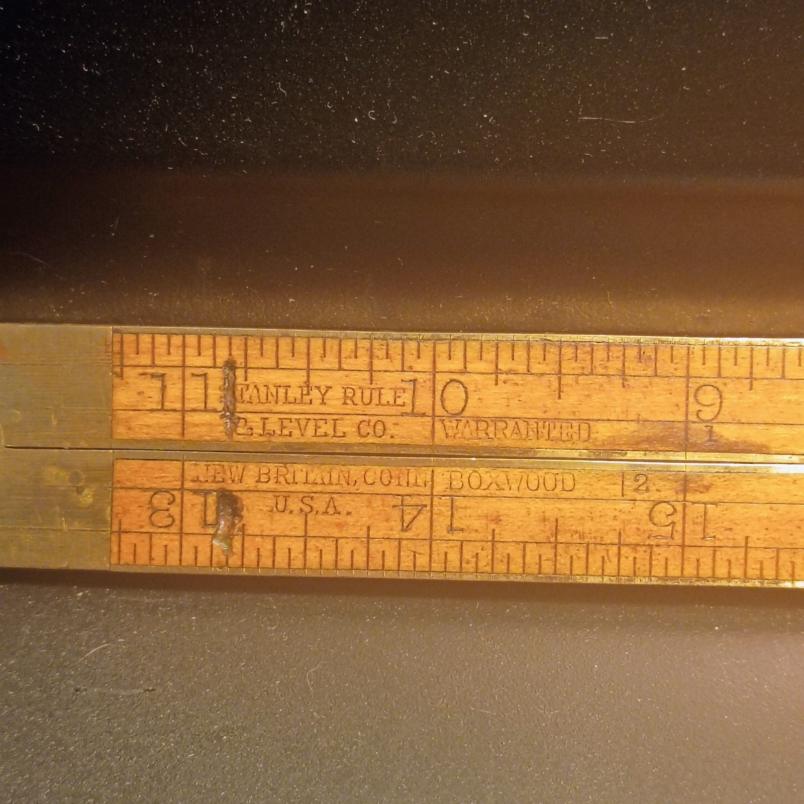 Antique 1905-1920 2 Foot Boxwood & Brass Folding Ruler Stanley No62