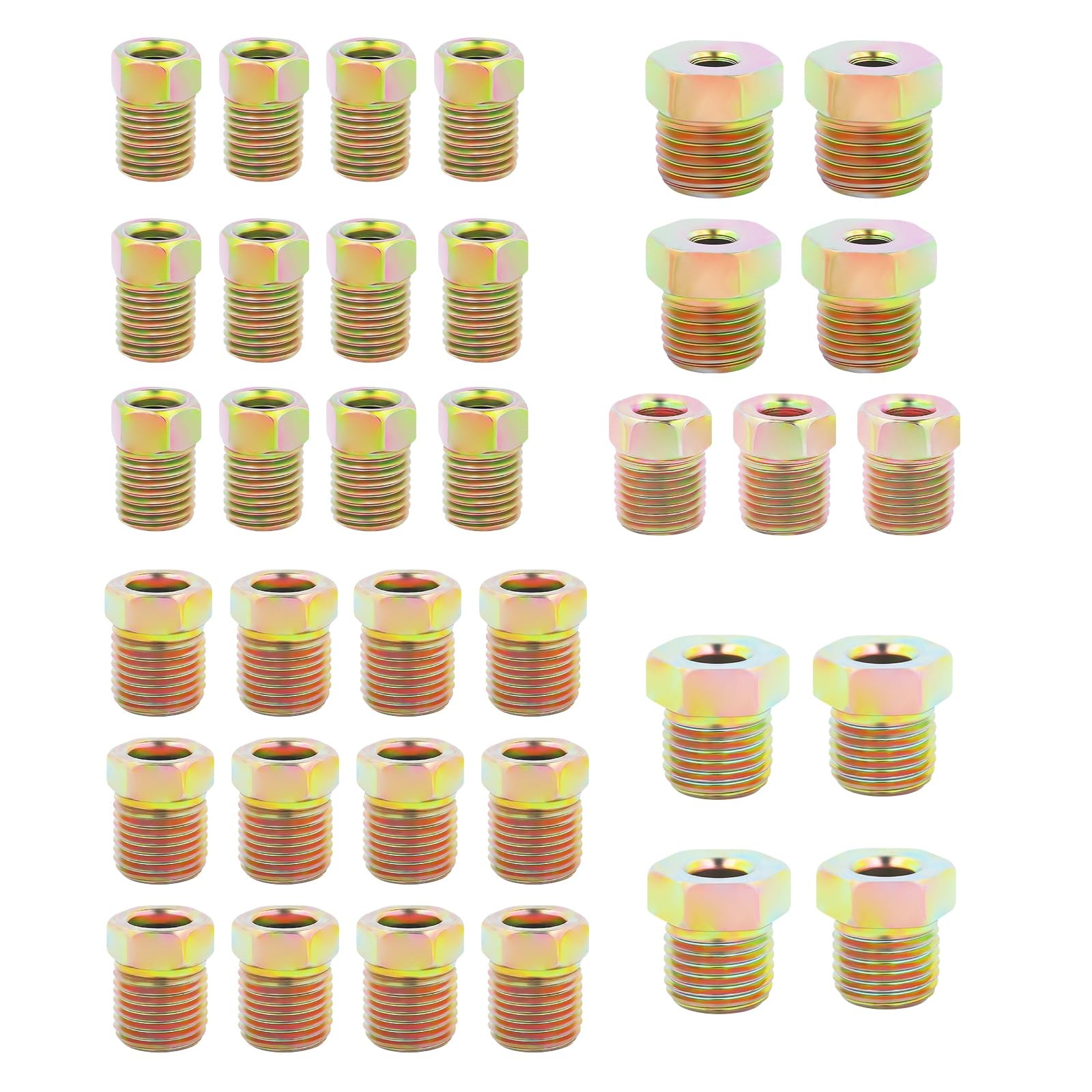 Inverted Flare Brake Line Fittings 35PCS 1/4 & 3/16