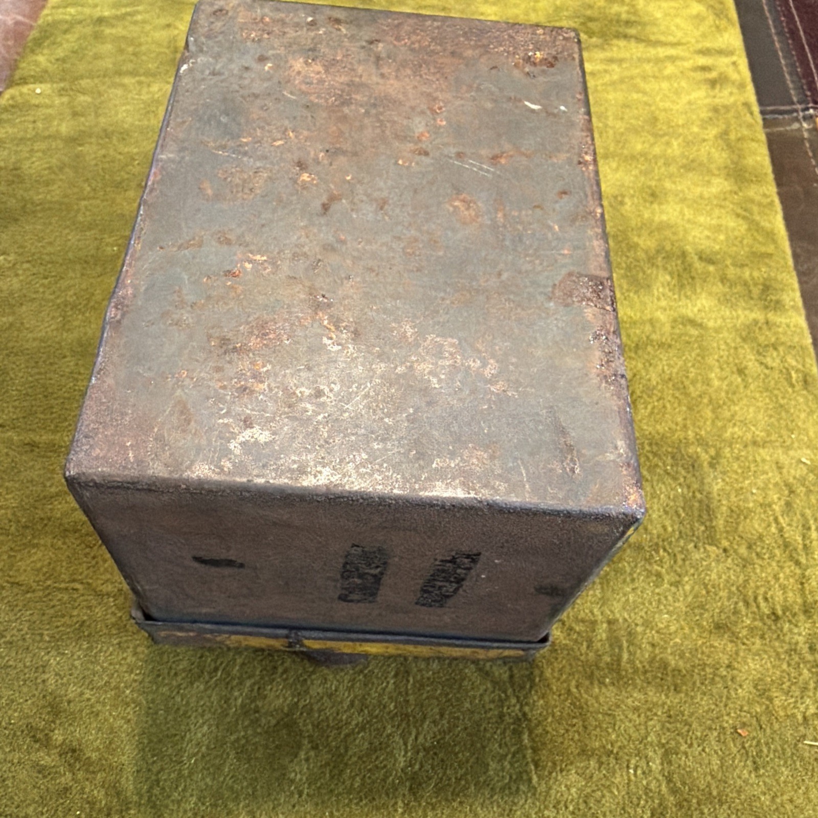 Vintage Metal Box with a Latch and a Police Decal