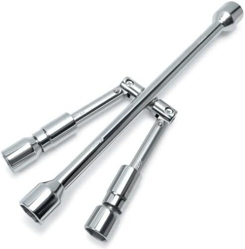 14” Universal Foldable Lug Wrench, 4 Way Tire Iron Nut Wrench Set with Socket