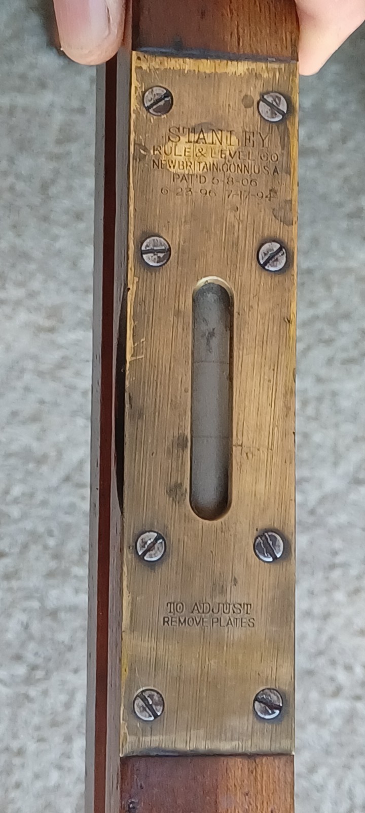 Stratton Bros. No. 1 Brass Bound Rosewood Level 24″ circa 1888, PLUS 2 Stanleys!