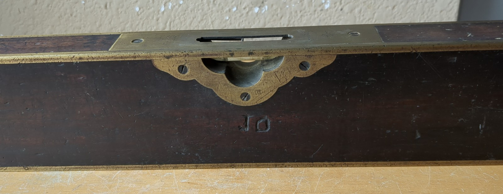 Stratton Brothers Mahogany and Brass 28” Level. Pat. July 16, 1872