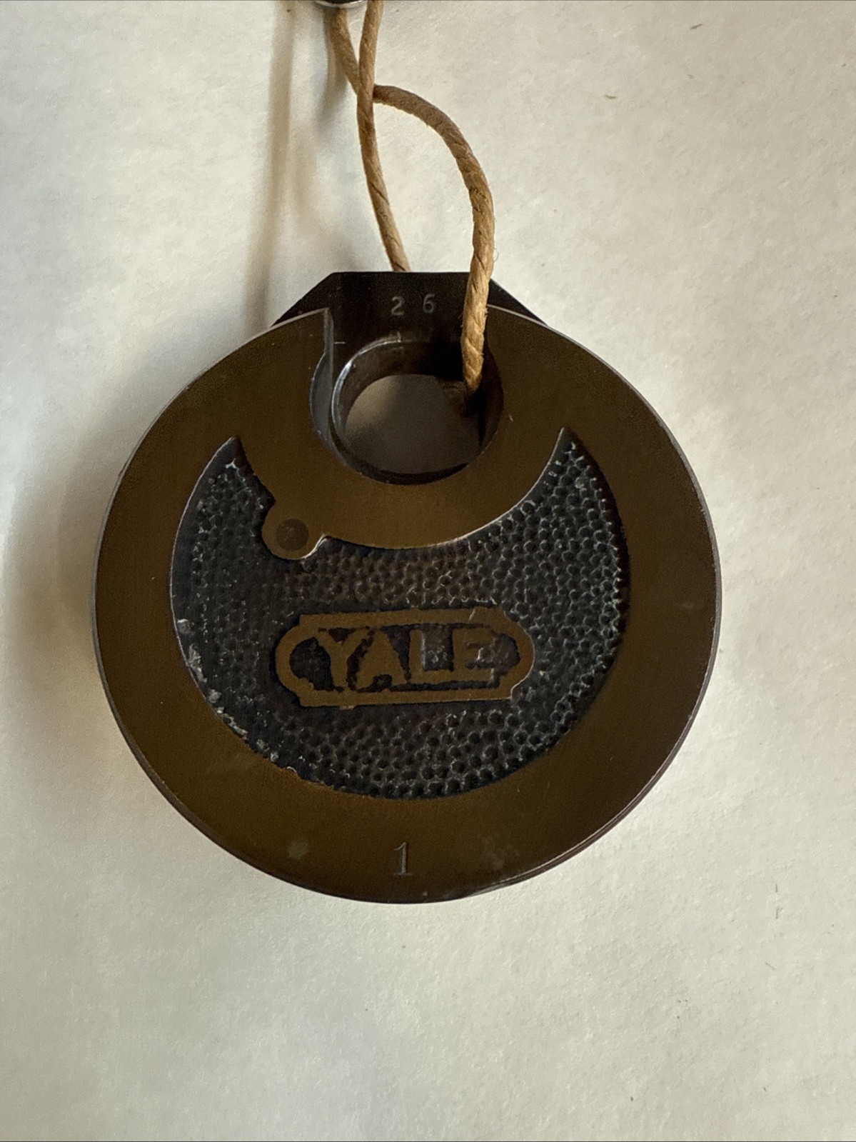 Vintage Yale Brass Padlock With Key Round Pancake Lock Patina
