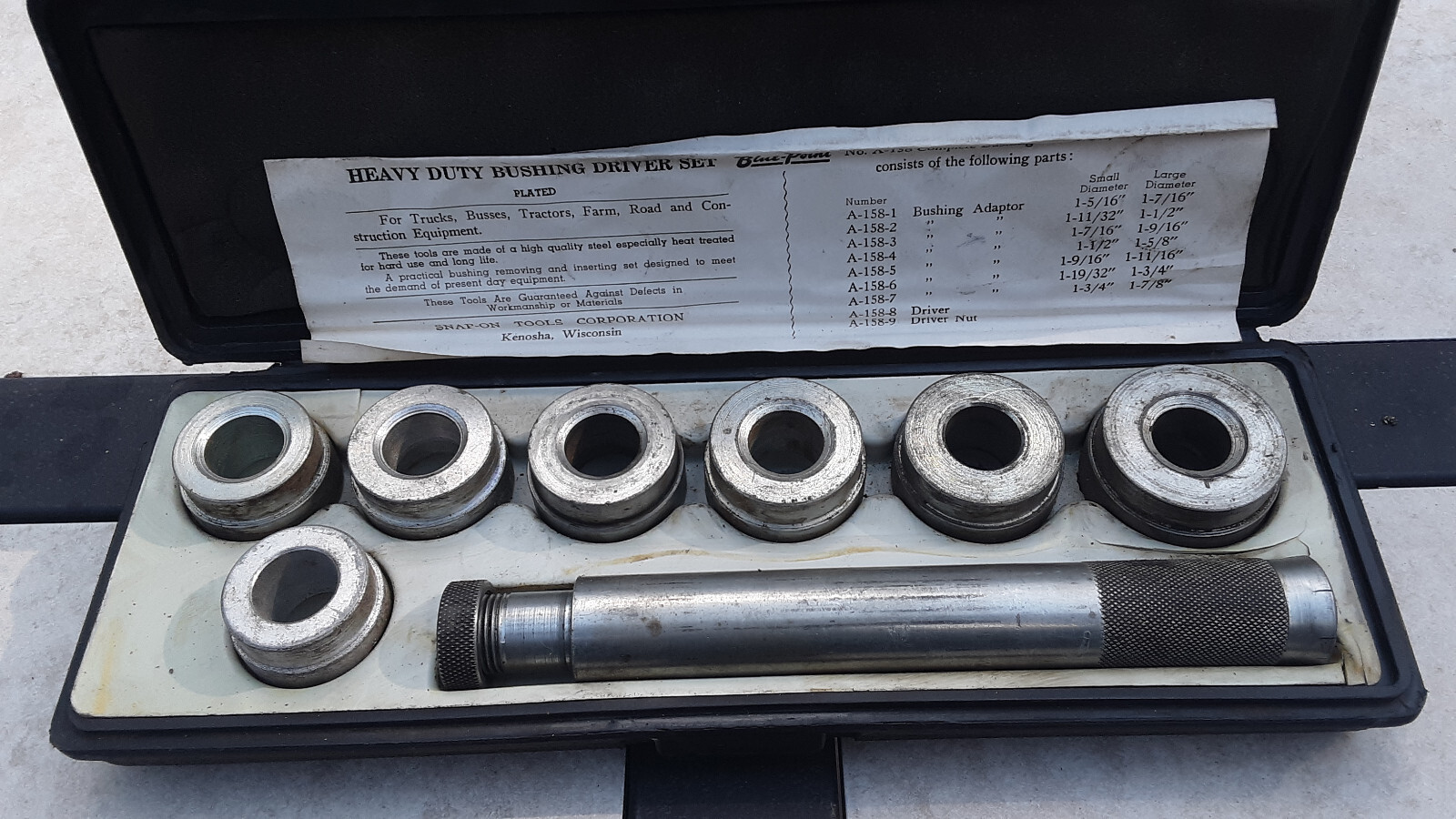 Blue Point (Snap On) Bushing Driver Set Heavy Duty Vintage #A-158