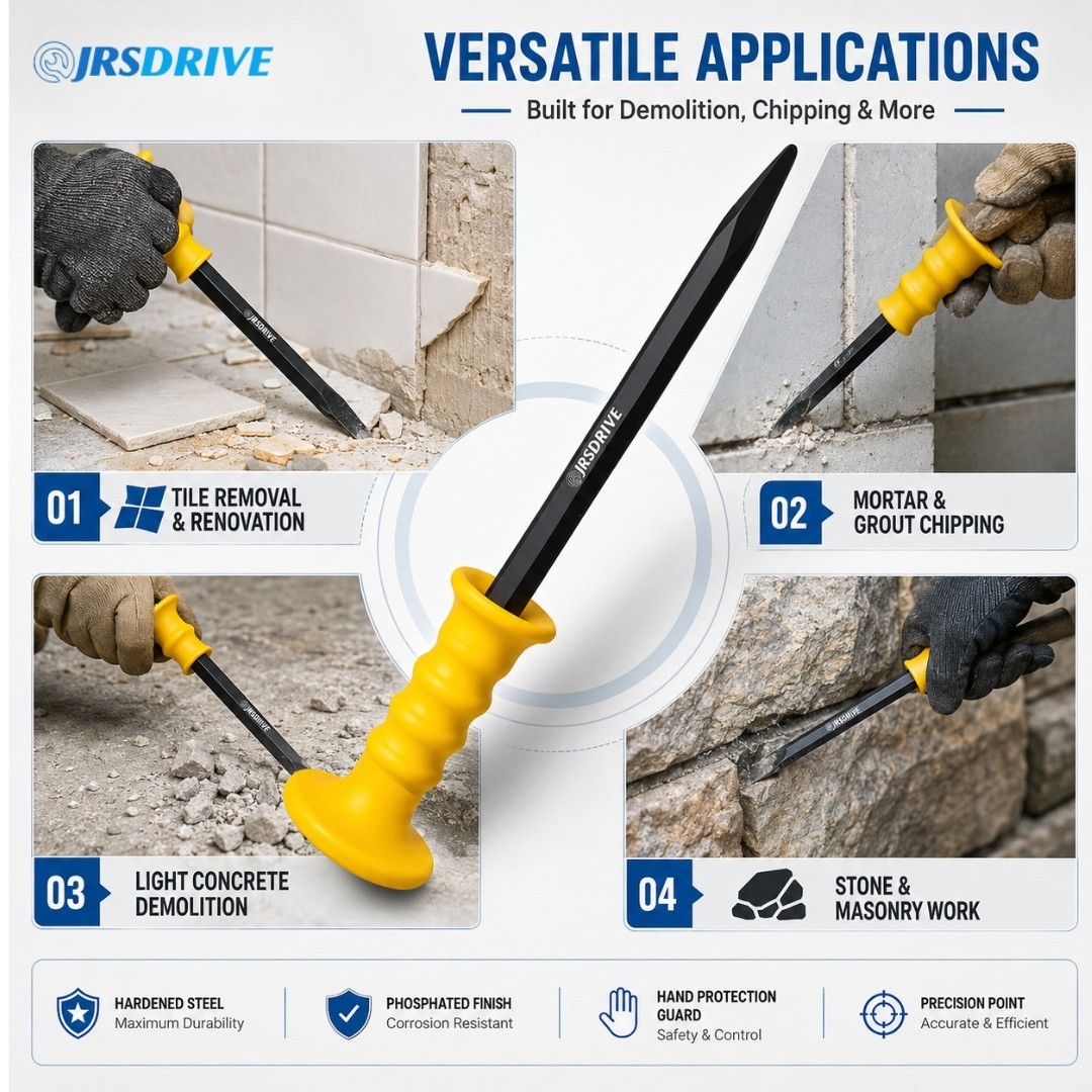 Jrsdrive Chisel 12 Inch x 18mm- Pointed , Carbon Steel, E-2065
