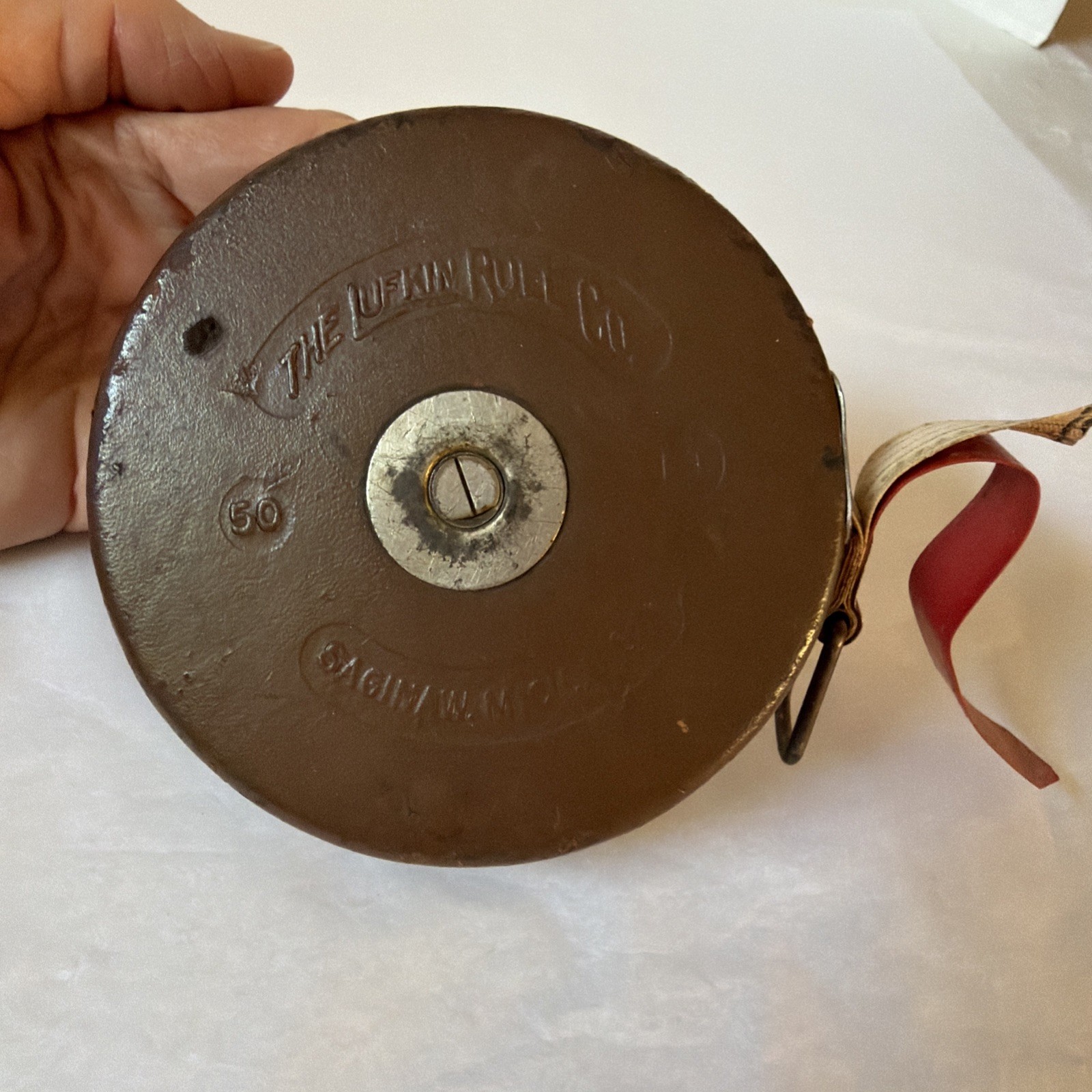 Lufkin Rule Co Vintage 50 Feet Original Cloth Measuring Tape Saginaw Michigan