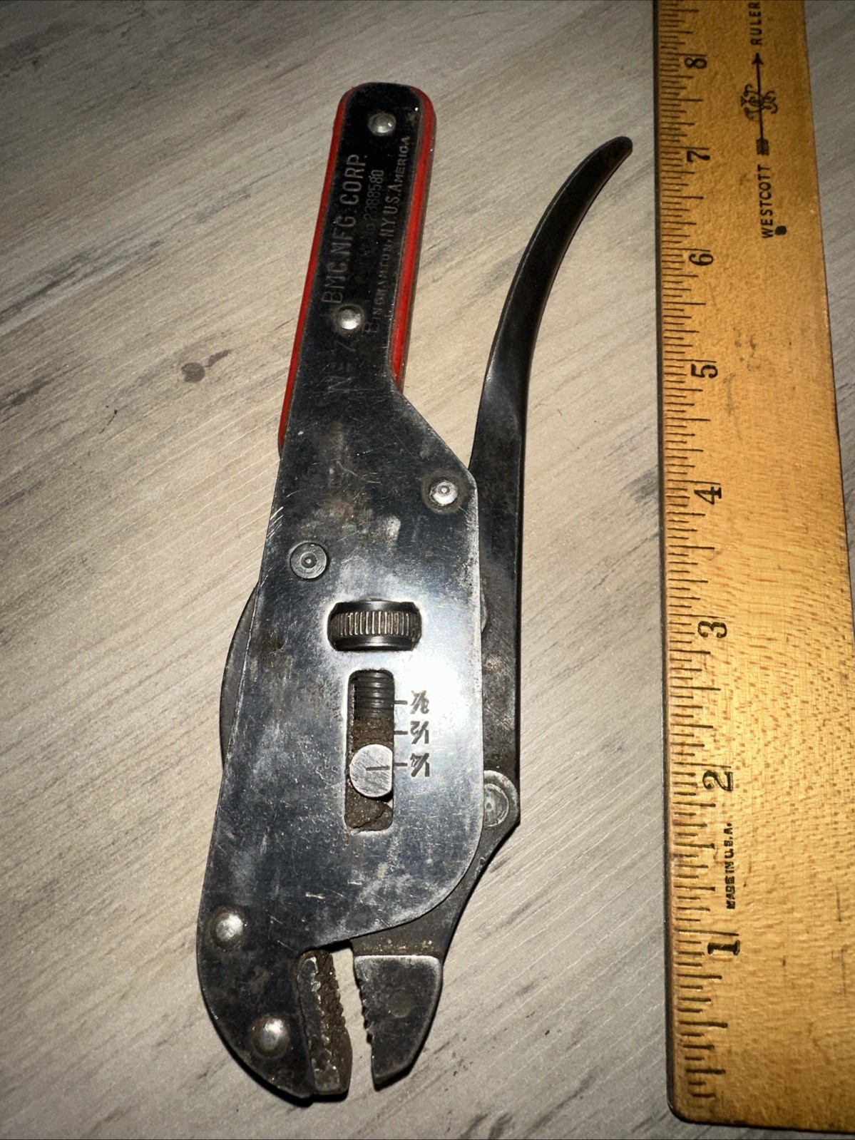 Vintage BMG MFG Corp Adjustable Vise Pliers Grip 7” Binghamton N.Y. Unique!￼