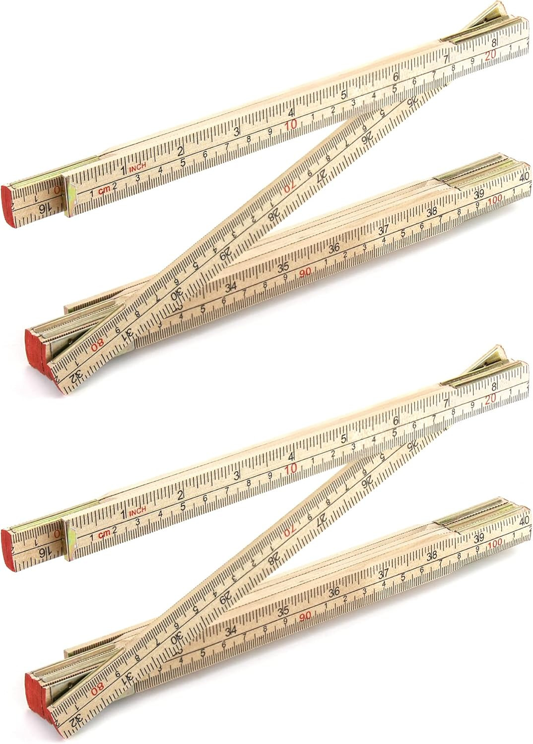 2 Pack Folding Wood Rule 6ft 6in with US & Metric Measurements for Carpenters
