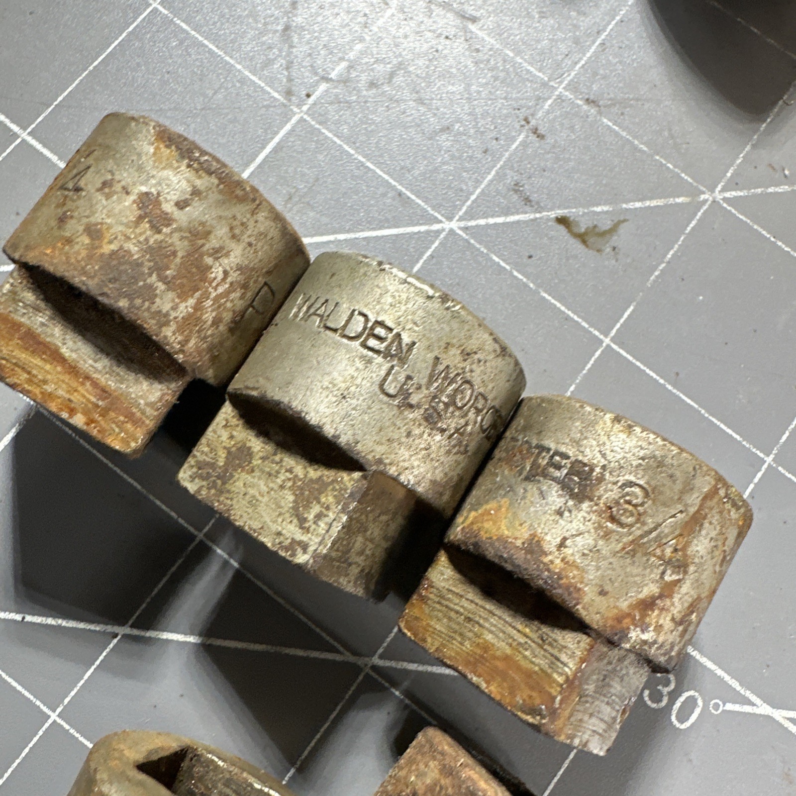 Antique Walden Worcester 1/2 dr. Square Drive Sockets & Adapters 12pc Lot 1920s
