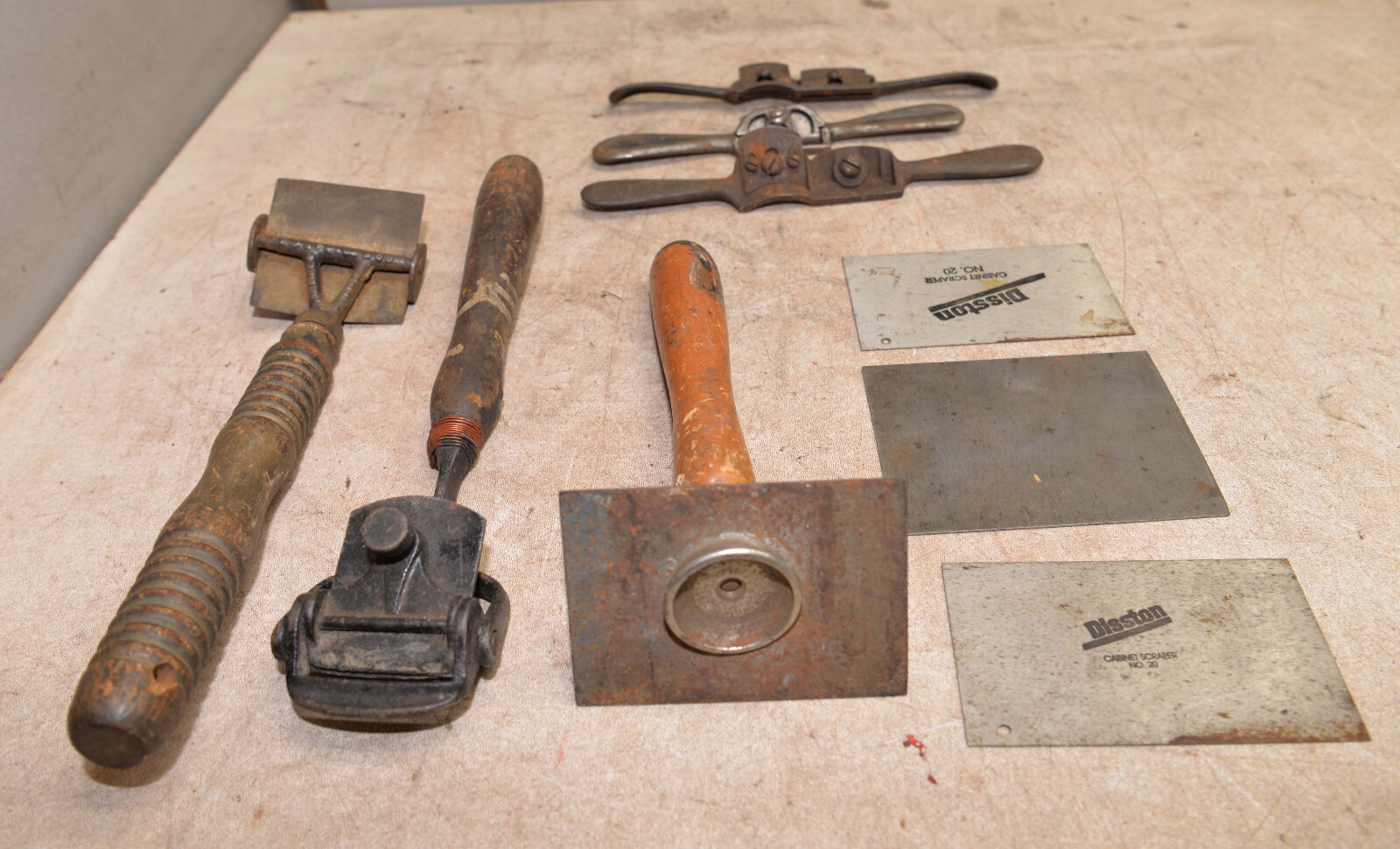 9 cabinet scrapers spoke shaves collectible woodworking making tool lot J5