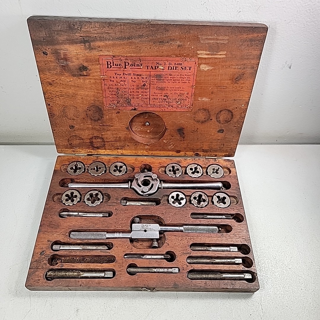 Vintage Blue Point Tap & Die Set No T.D. 2400 & Wooden Case