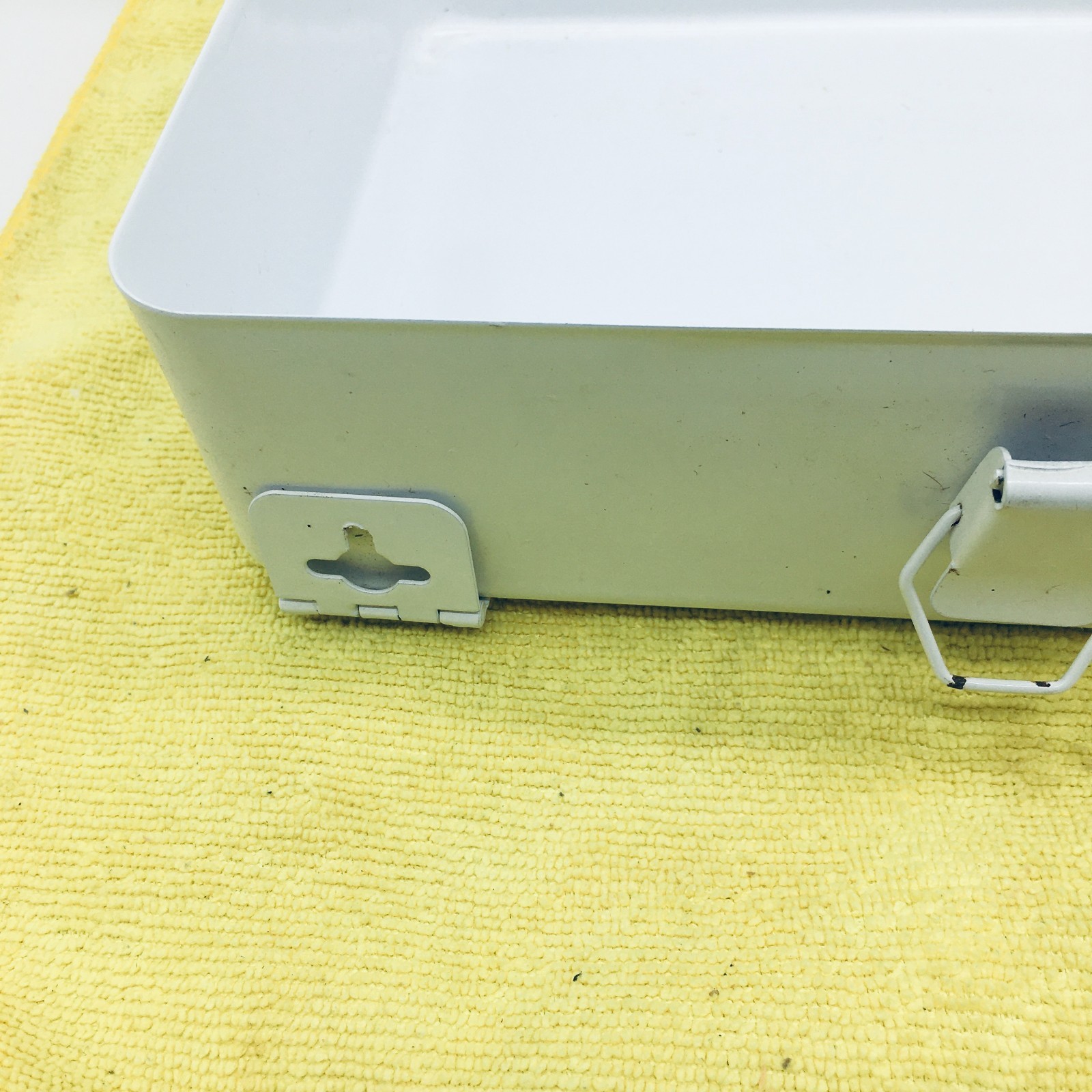 Vintage White Solid Steel Container Storage Tool box 7″X10″ Medium