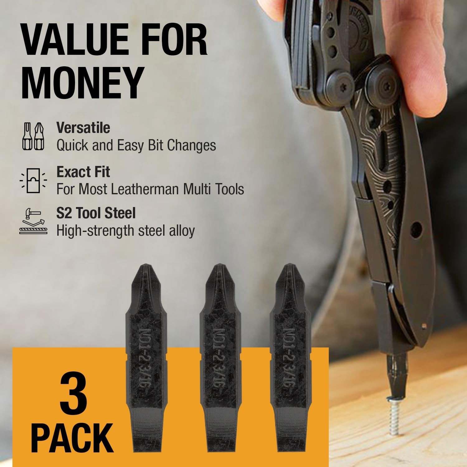 [3 Pack] Replacement Two-Sided Screwdriver Bit For Leatherman Multi-Tool – #1…