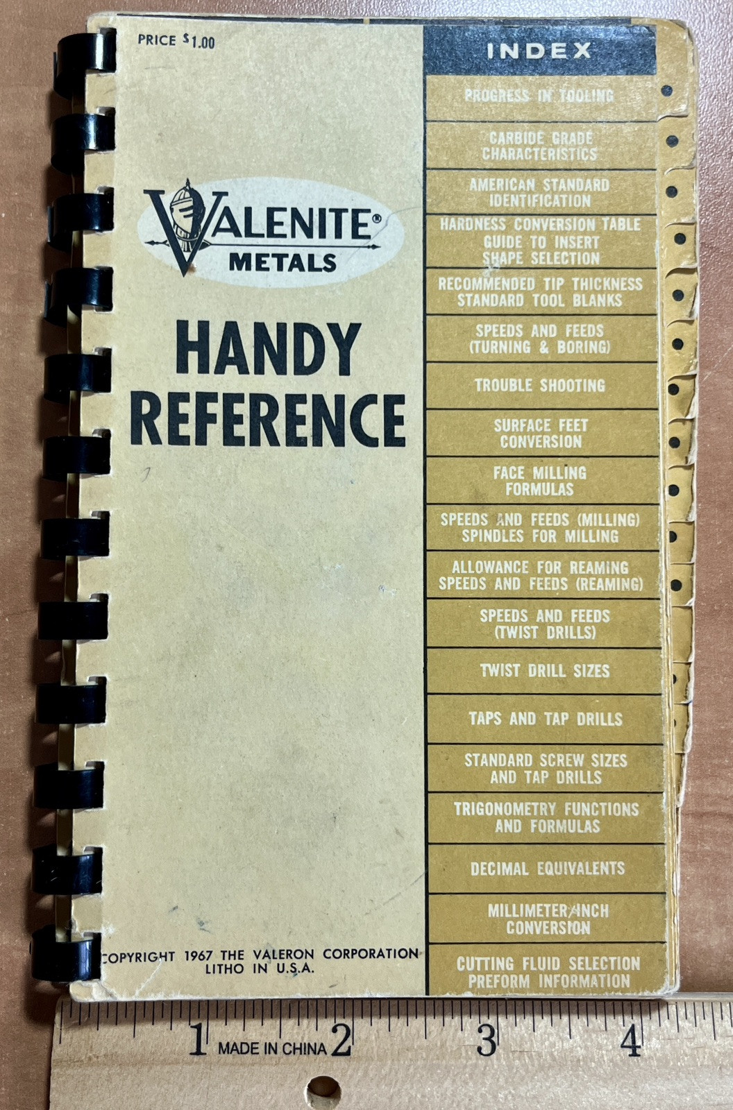 Valenite Metals Handy Reference Booklet 1967 Royal Oak MI