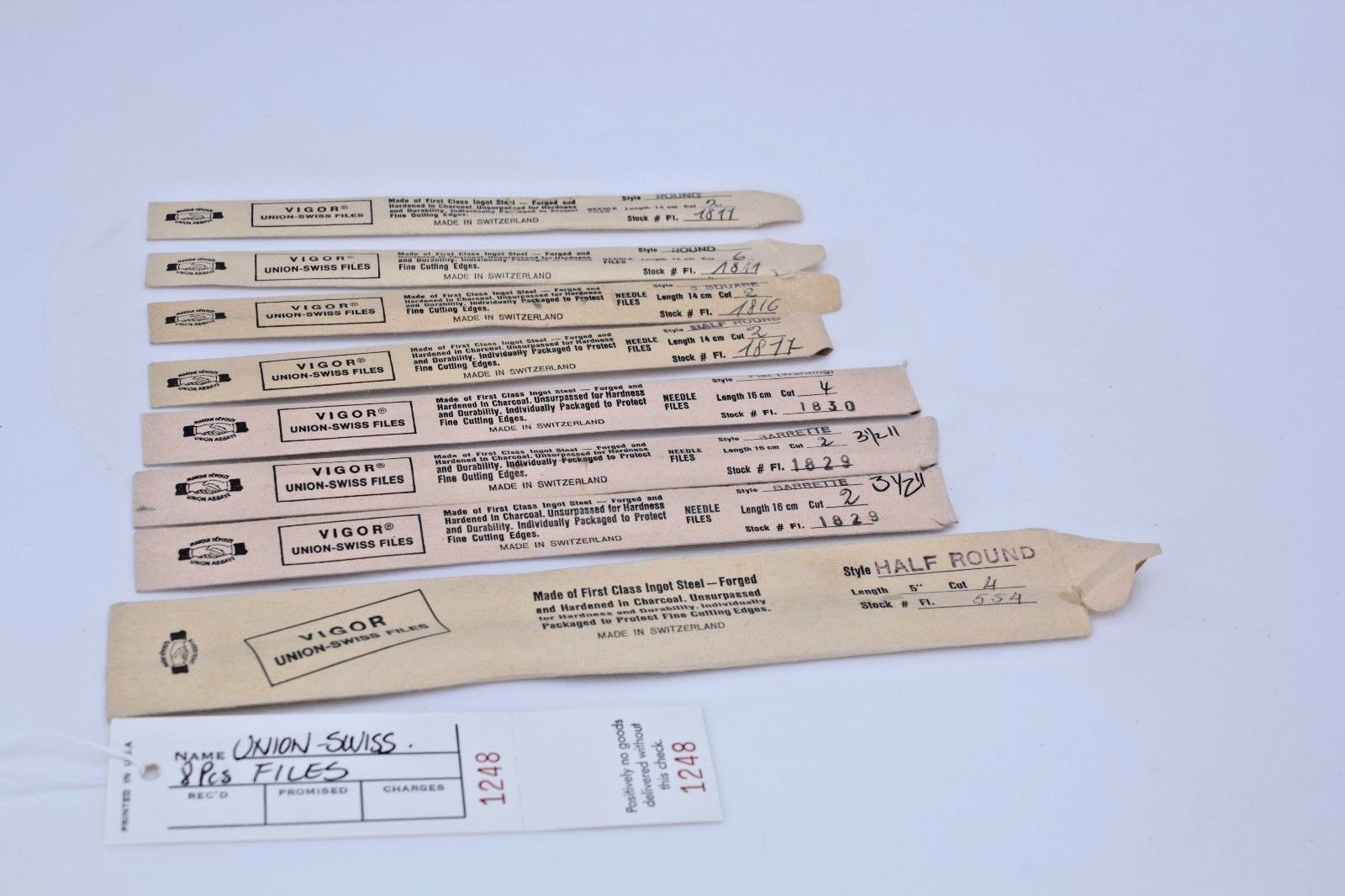 8 Pieces Files set By VIGOR Swiss made. LT1248/3