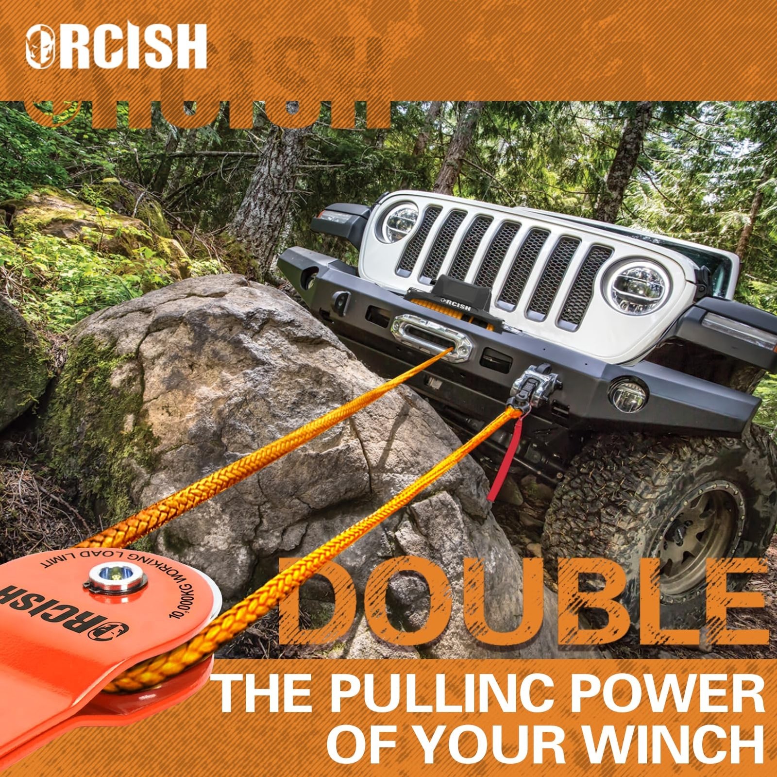 ORCISH 10 Ton Snatch Block, 22,000 LBS Capacity Block and Tackle Pulley Syste…