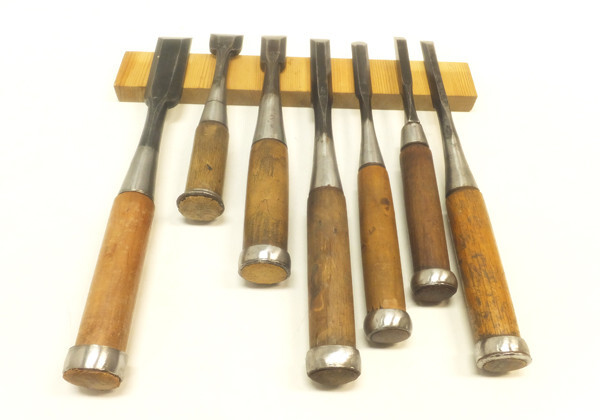 Japanese Chisel Nomi 鶴秀 邦彦 Carpenter Tool Set of 7 wood working Hand Tools