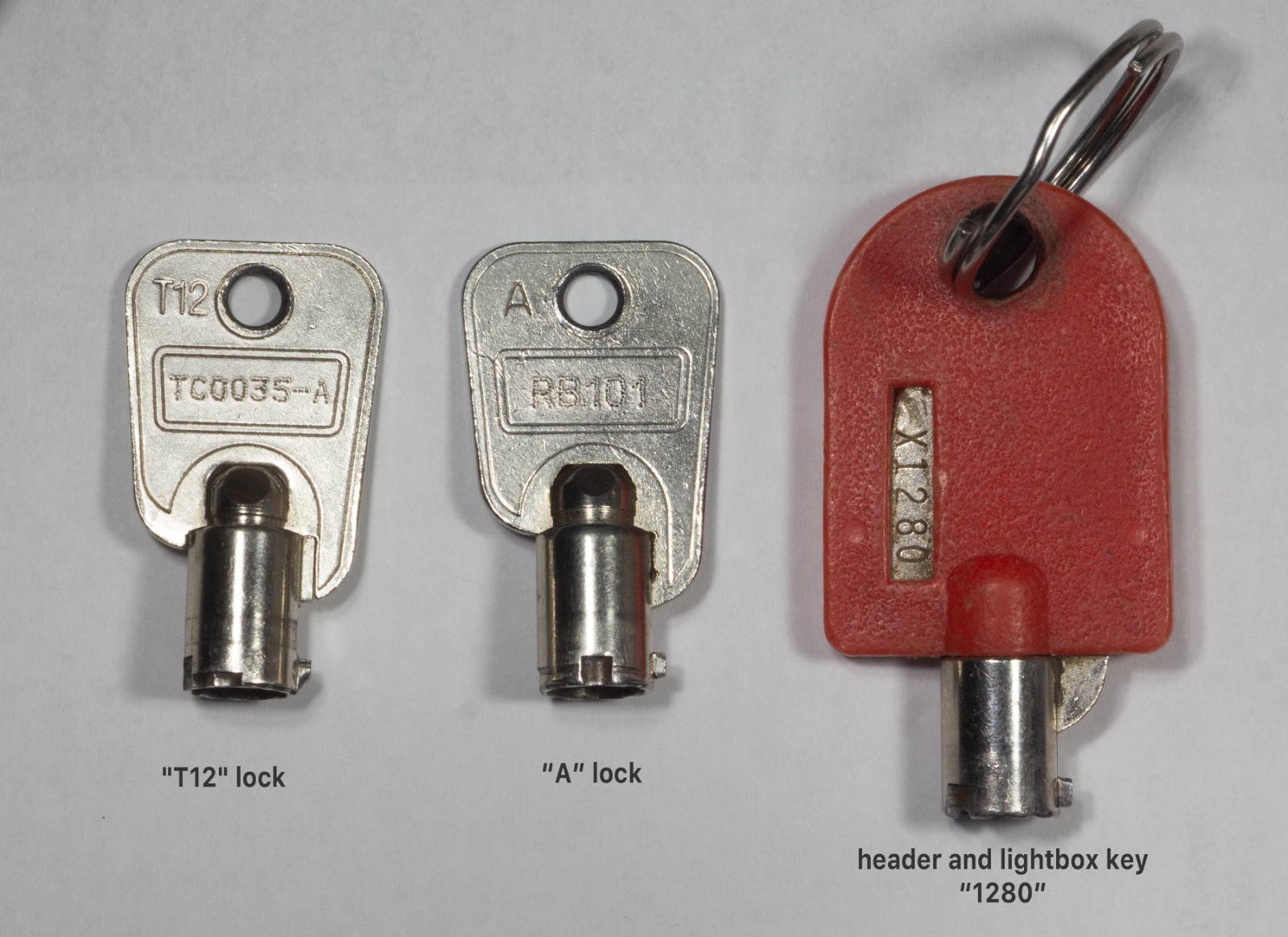 Redbox Key Set of 3: T12 TC0035-A, T12 RB101 and a Header Lightbox Key