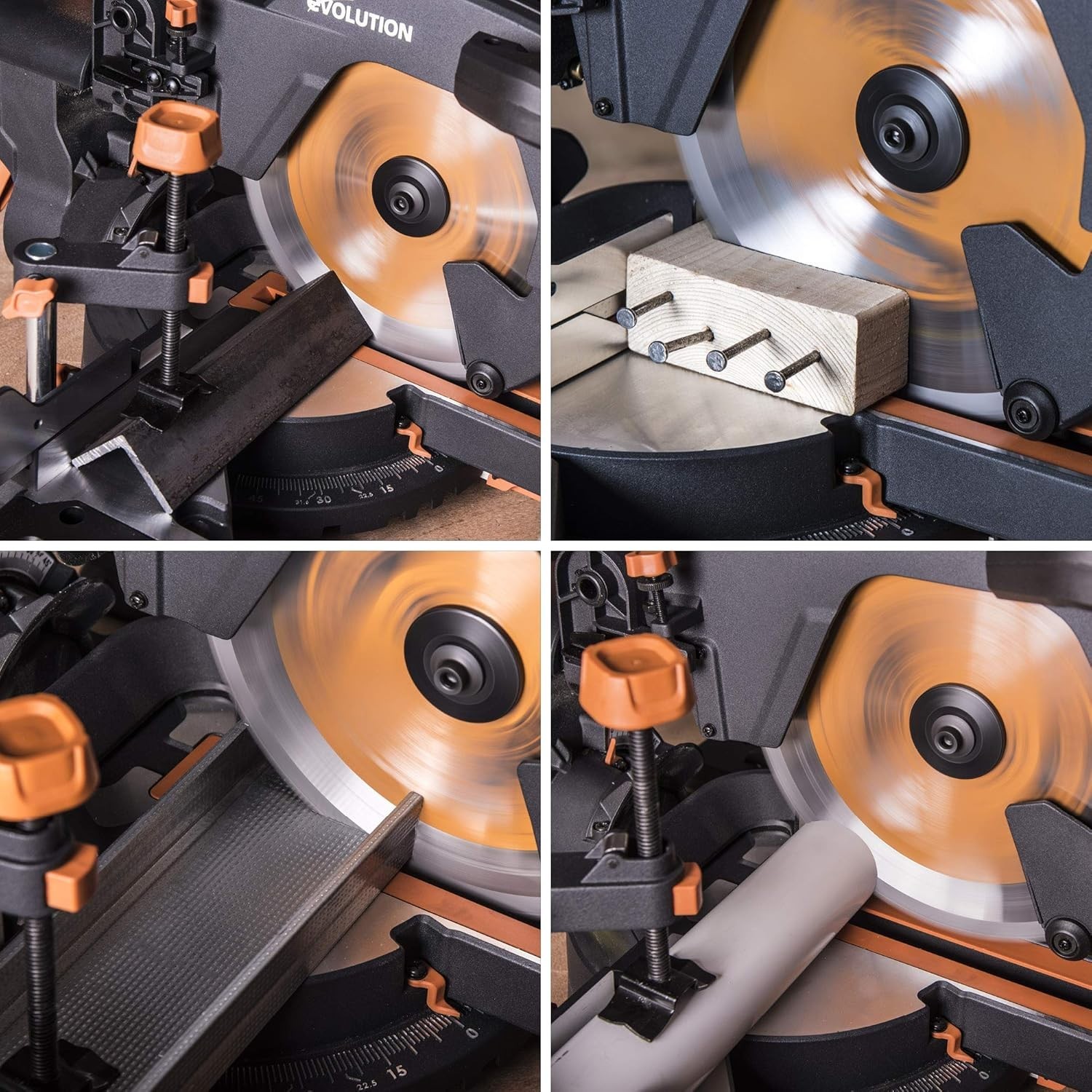 Evolution Power Tools R255SMS+ PLUS 10-Inch Sliding Miter Saw Plus Multi-Materia