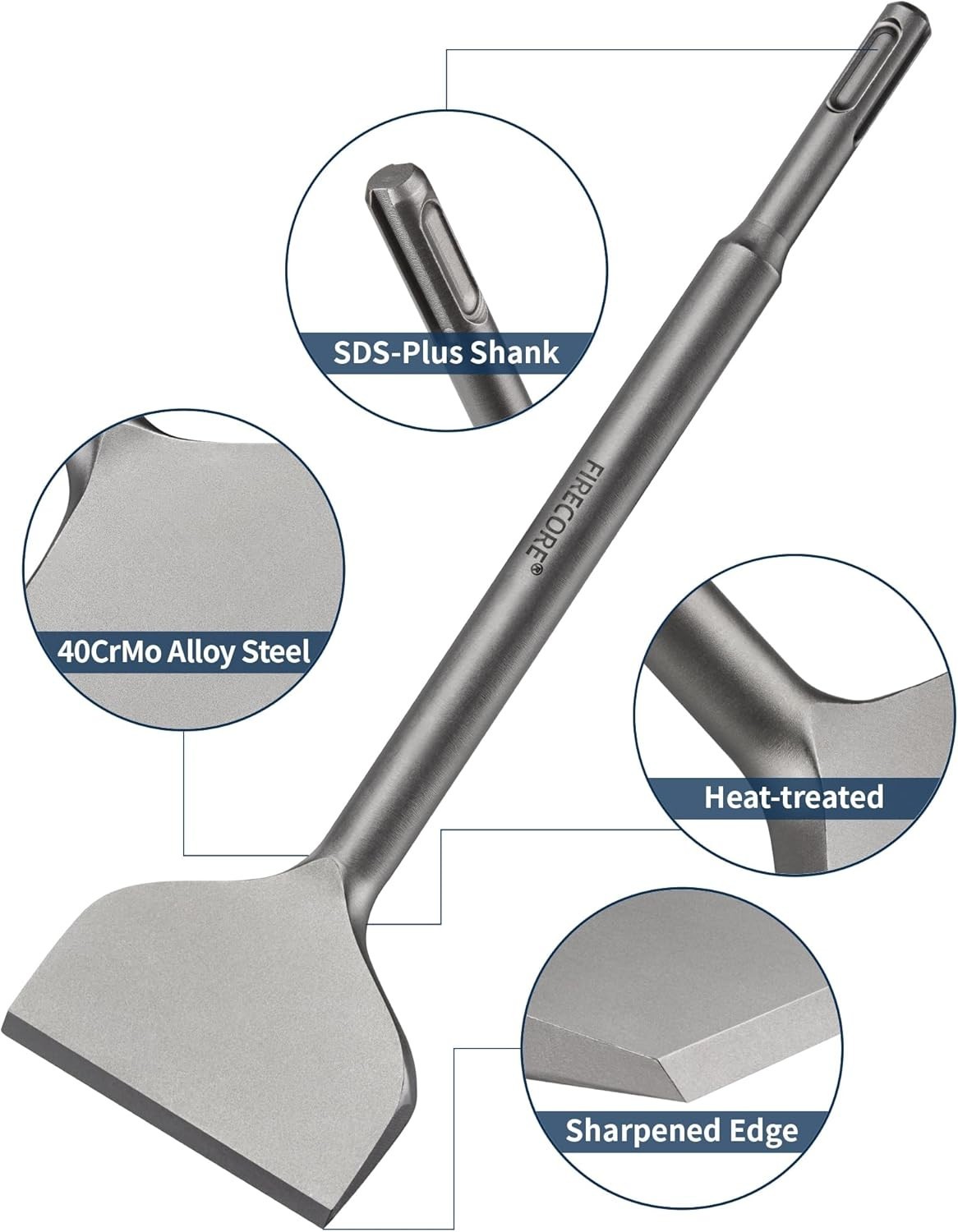 3 Inch Wide Alloy Steel SDS Plus Tile Removal Tool – High Efficiency & Ergonomic