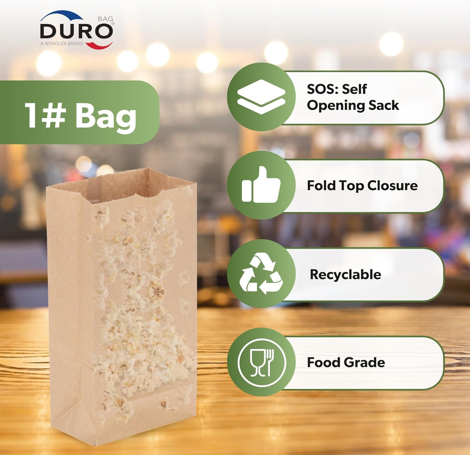 1# Dubl Life Self-Opening Sack 30#, Recycled Kraft Small Brown Paper Bags Lunch