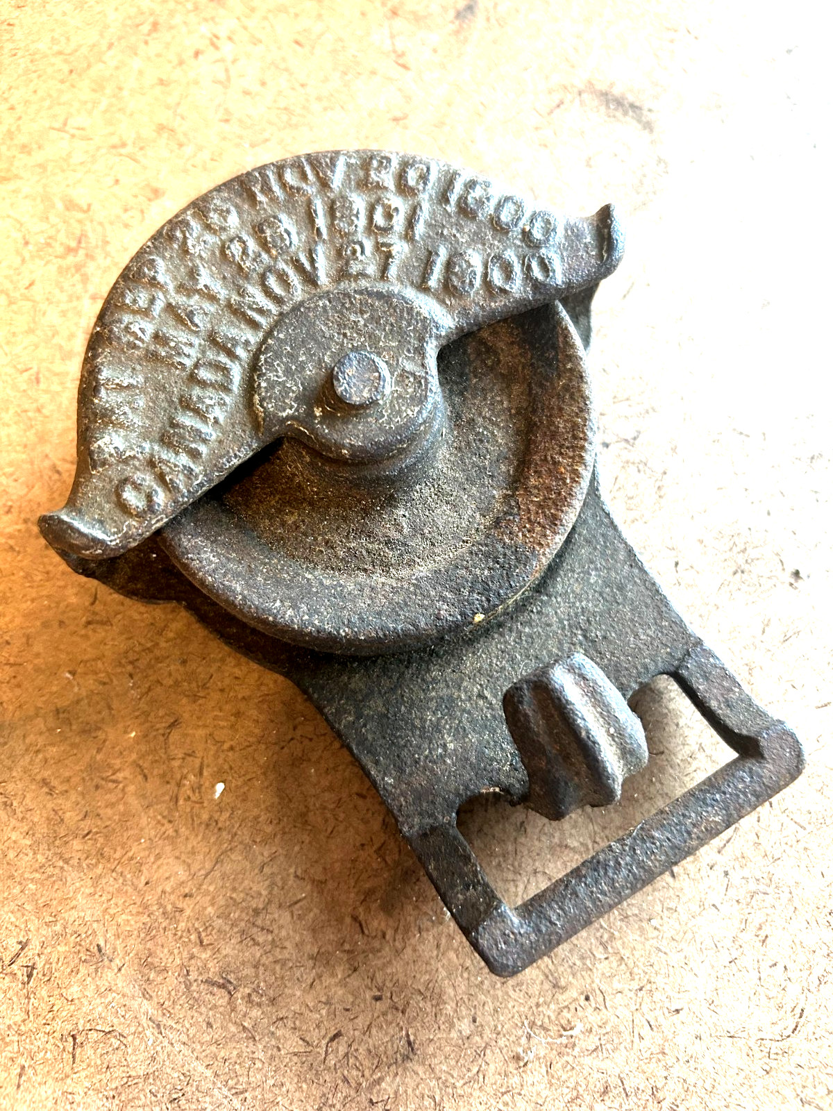 Antique FE Myers & Bro Co Stayon Hay Pulley AshLand Oh Pat. Sept 25/Nov 20-1900