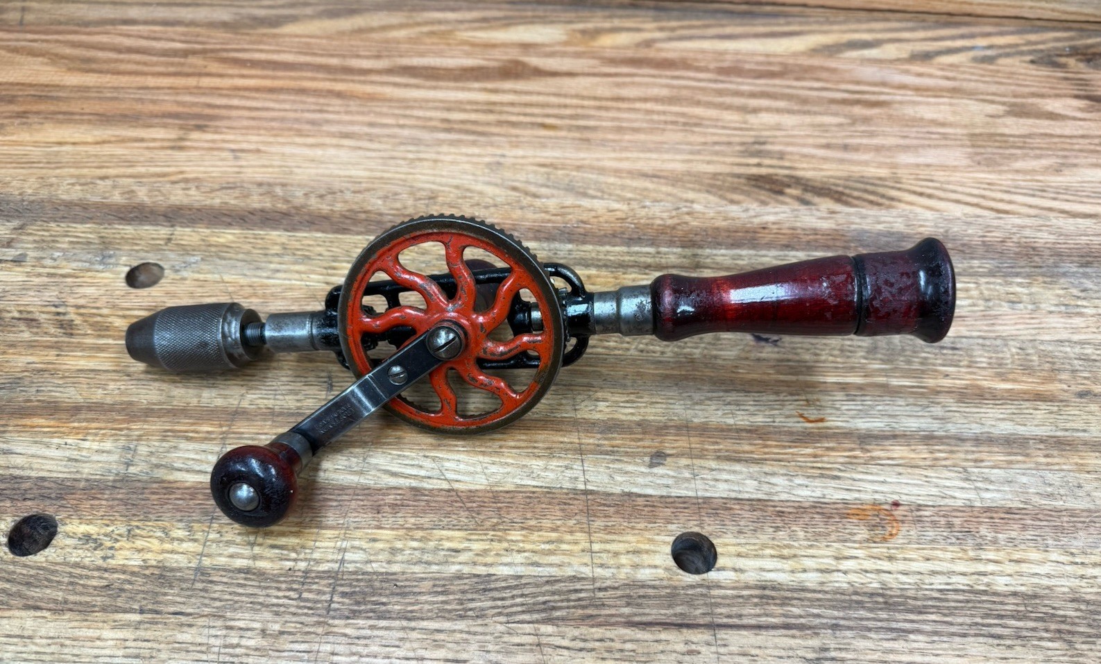 Antique CRAFTSMAN Hand Drill w/ Bit Storage & Side Handle USA