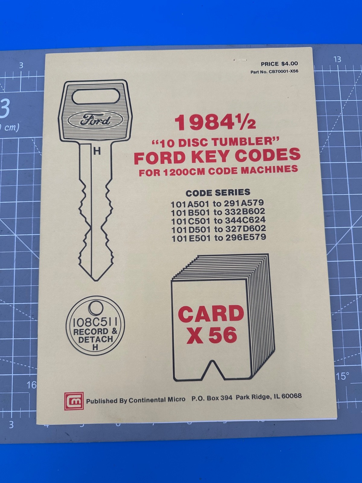 LOCKSMITH 1985 FORD KEY CODE BOOK AND OTHER LITERATURE