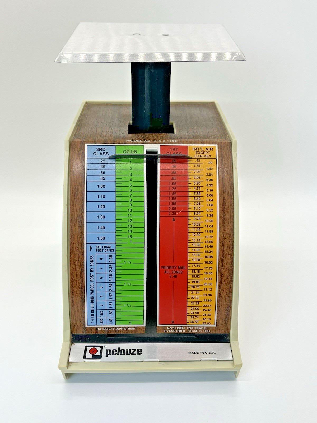 Vintage PELOUZE POSTAL SCALE Metal Model x2 Made in USA Colorful Works 80s rates
