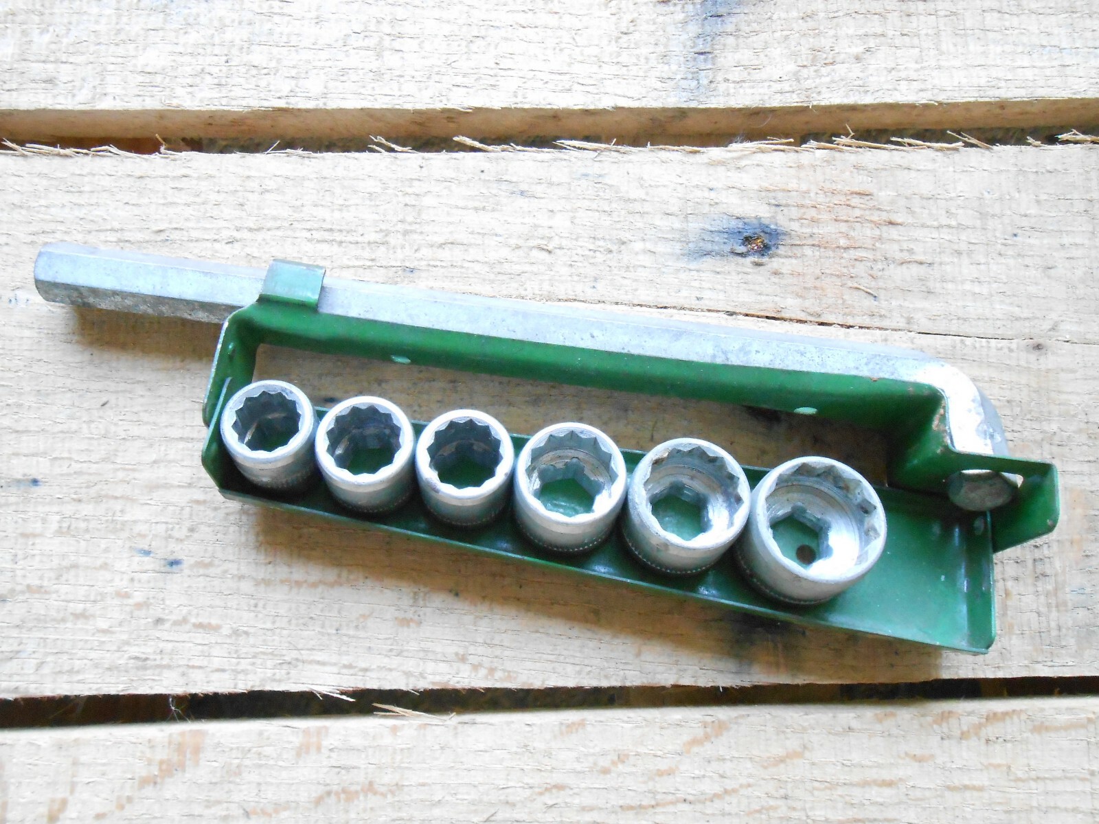 Vintage Partial INDESTRO 1351 Socket Set L Arm Case * 2 X 9/16″ & Japan Hex Bar