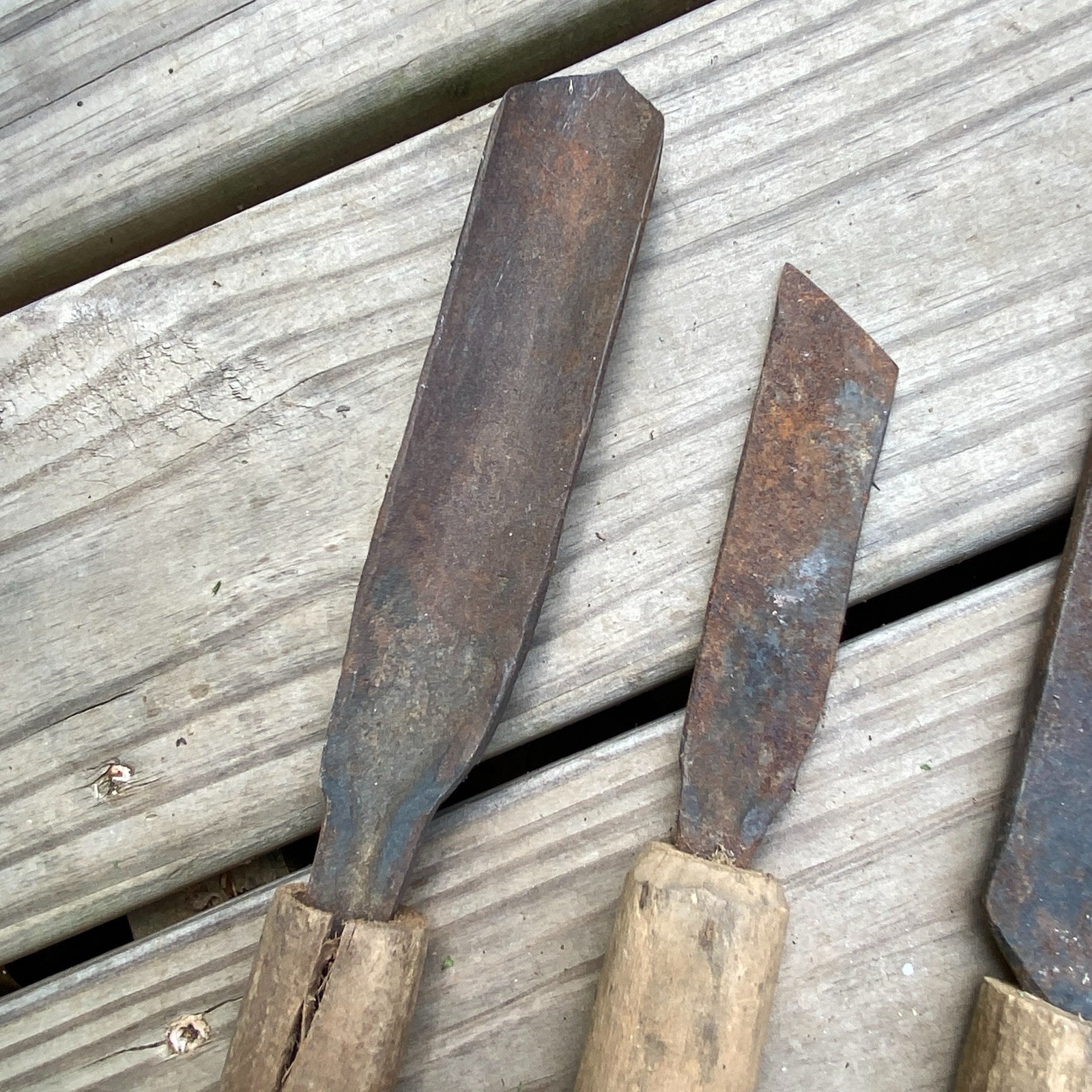 Antique Wood Carving Chisel Tools Lot with Rasp Files Wooden Handles 11-14″ long