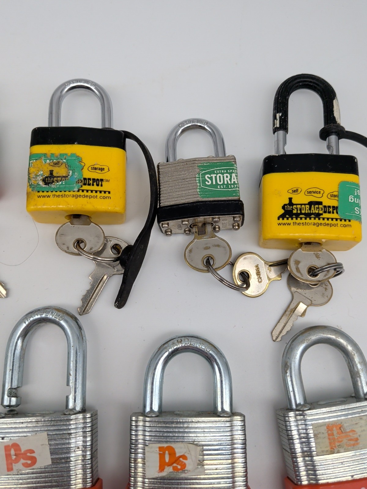 Set of 9 Heavy Duty Padlocks with 2 Keys Each
