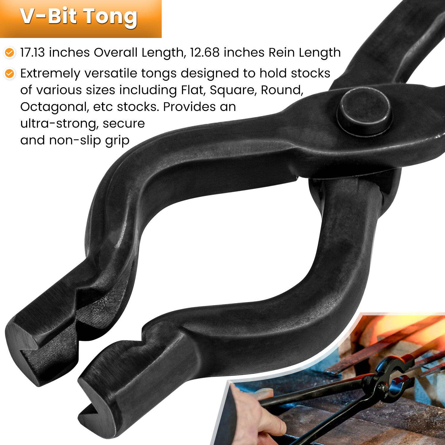 Knife Making Tongs Set Blacksmith Bladesmith Wolf Jaw V-Bit Tongs Kit Forge 2pcs