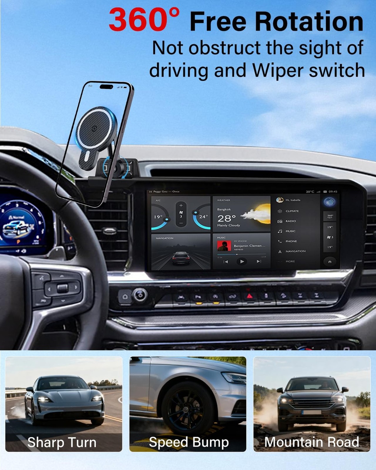 PZK Car Phone Holder for 2022-2026 Chevy Silverado/GMC Sierra 13.4” Screen |…